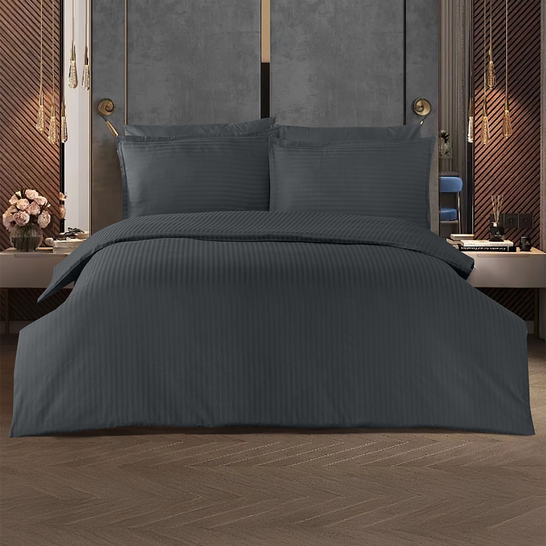 Infinity Tek Kişilik Poplin Nevresim Takımı Antrasit (4 Parça)