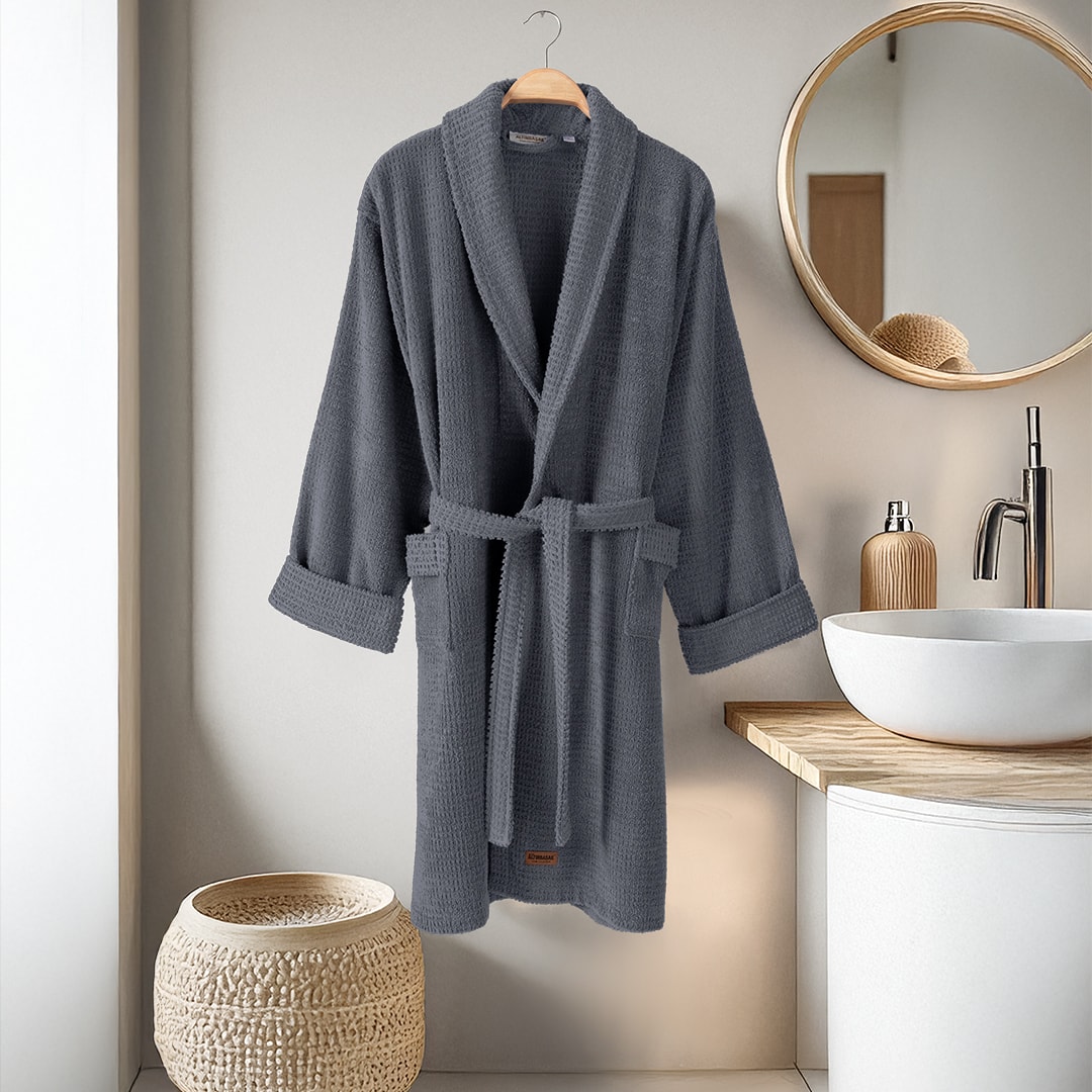 Verto %100 Pamuk Unisex Bornoz İndigo