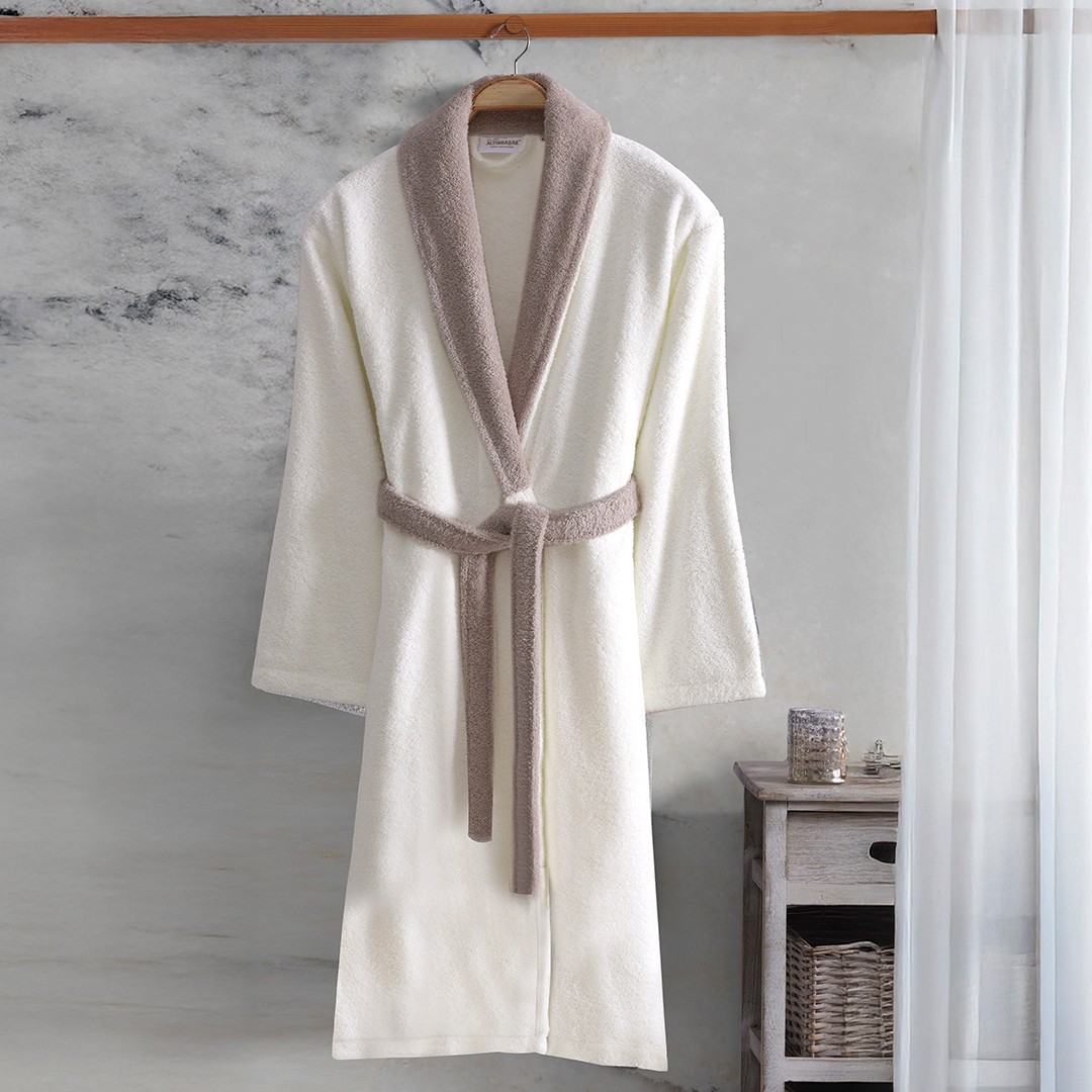Polly %100 Pamuk Unisex Bornoz Ekru