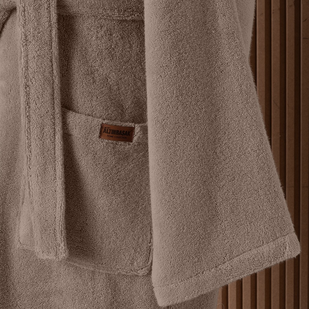 Dolce Microcotton Kapşonlu Unisex Bornoz Bej