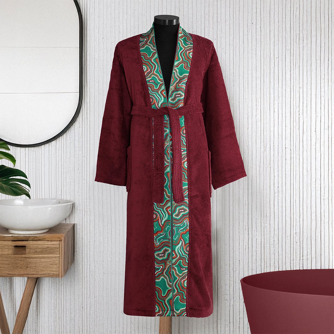 Helen %100 Pamuk Jakarlı Bornoz Kırmızı 2XL