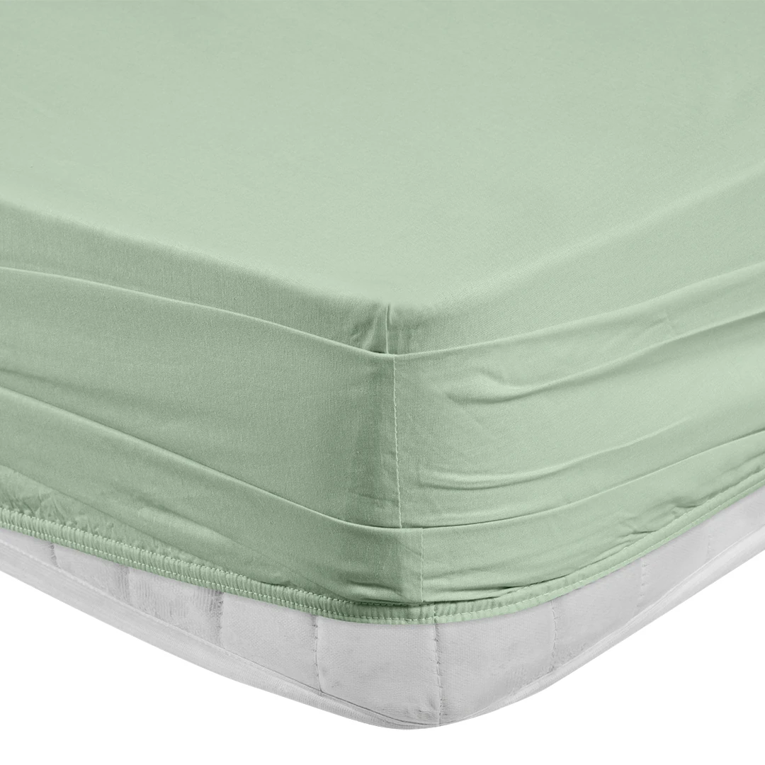 Freesia King Size Ranforce Lastikli Çarşaf 200x200+35 cm Yeşil