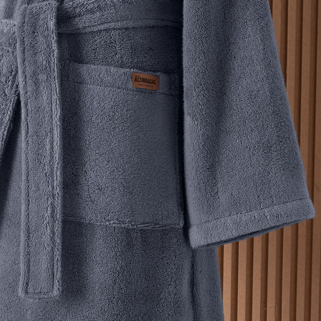 Dolce Microcotton Kapşonlu Unisex Bornoz İndigo