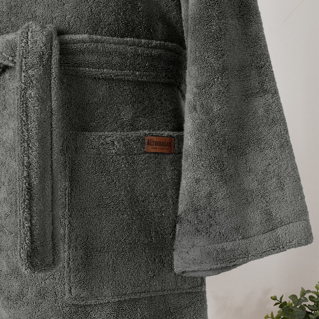 Dolce Microcotton Kapşonlu Unisex Bornoz Antrasit