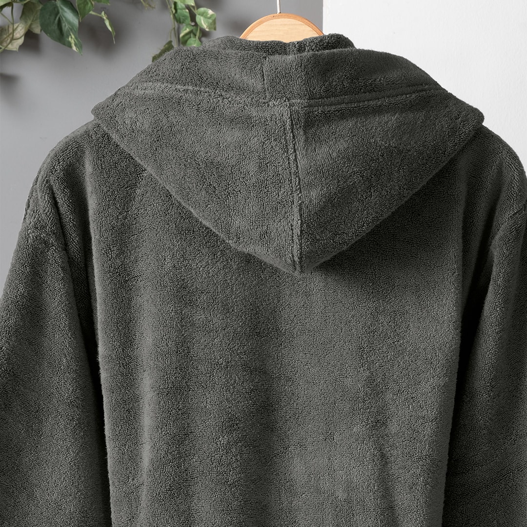 Dolce Microcotton Kapşonlu Unisex Bornoz Antrasit