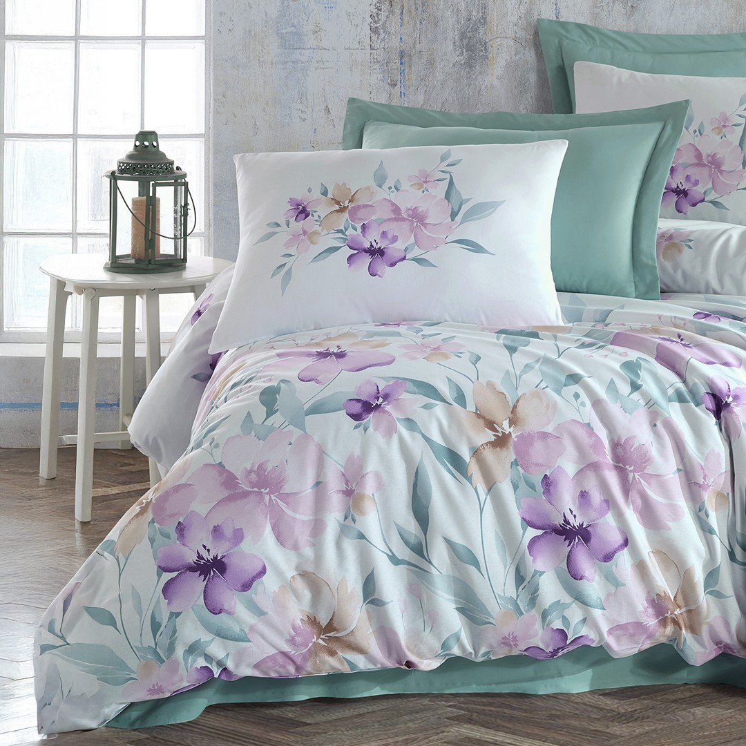 Cozy Çift Kişilik Ranforce Nevresim Takımı Mint (4 Parça)