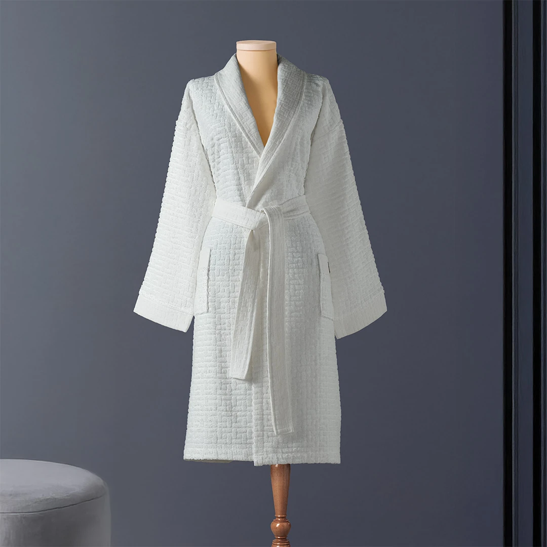 Lisse Bambu Kadın Bornoz Ekru