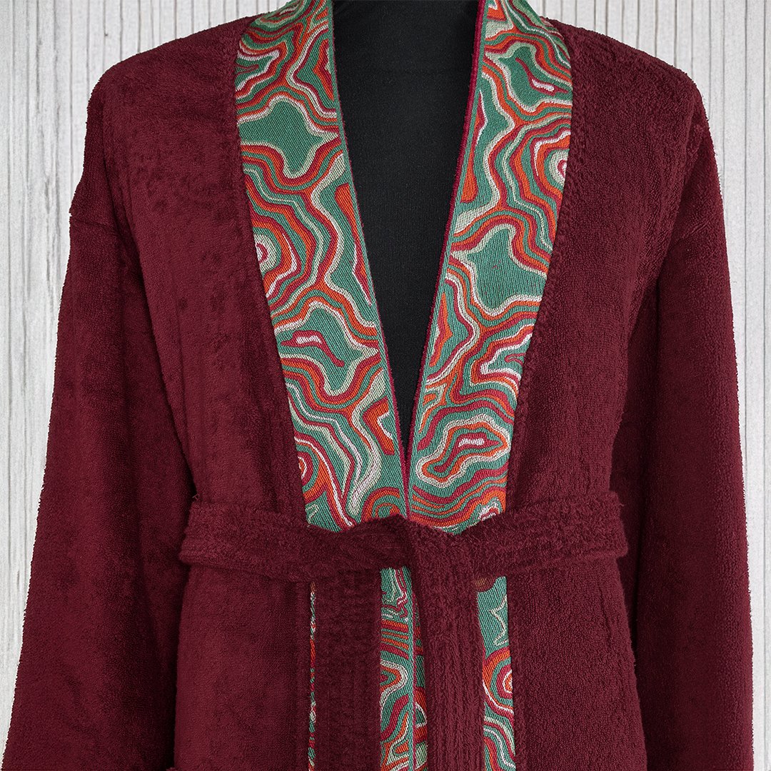 Helen %100 Pamuk Jakarlı Bornoz Kırmızı 2XL