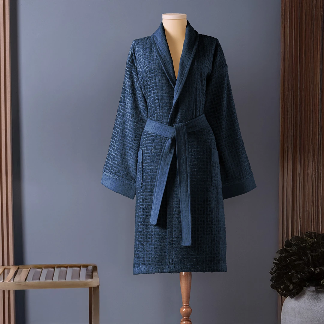 Lisse Bambu Unisex Bornoz Lacivert