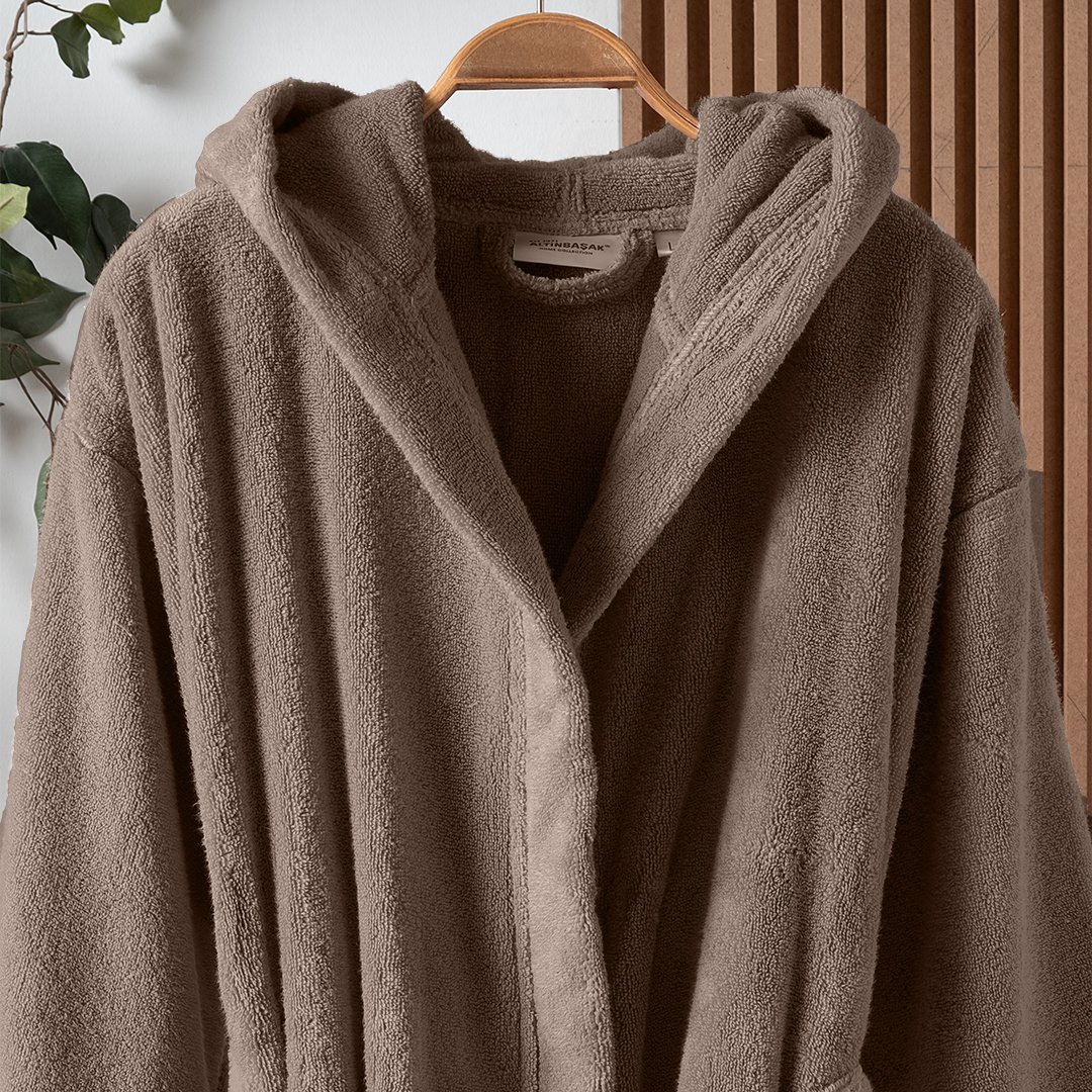 Dolce Microcotton Kapşonlu Unisex Bornoz Bej