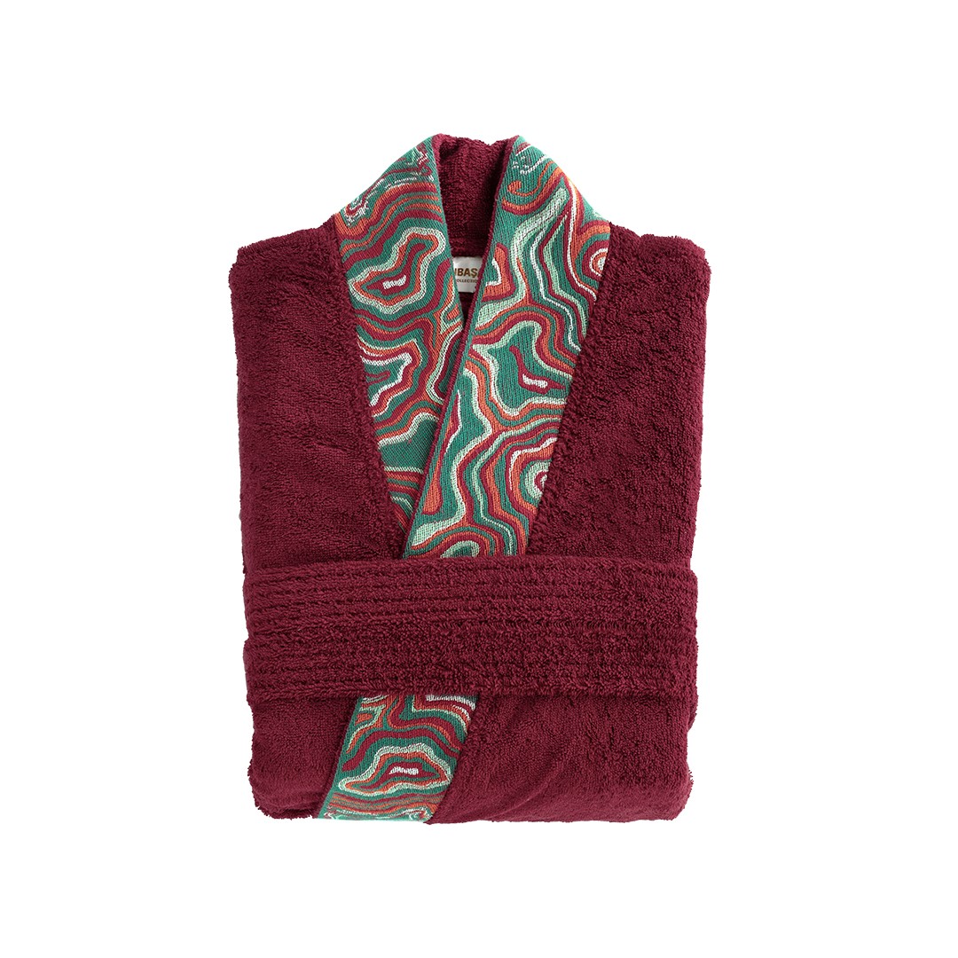 Helen %100 Pamuk Jakarlı Bornoz Kırmızı 2XL