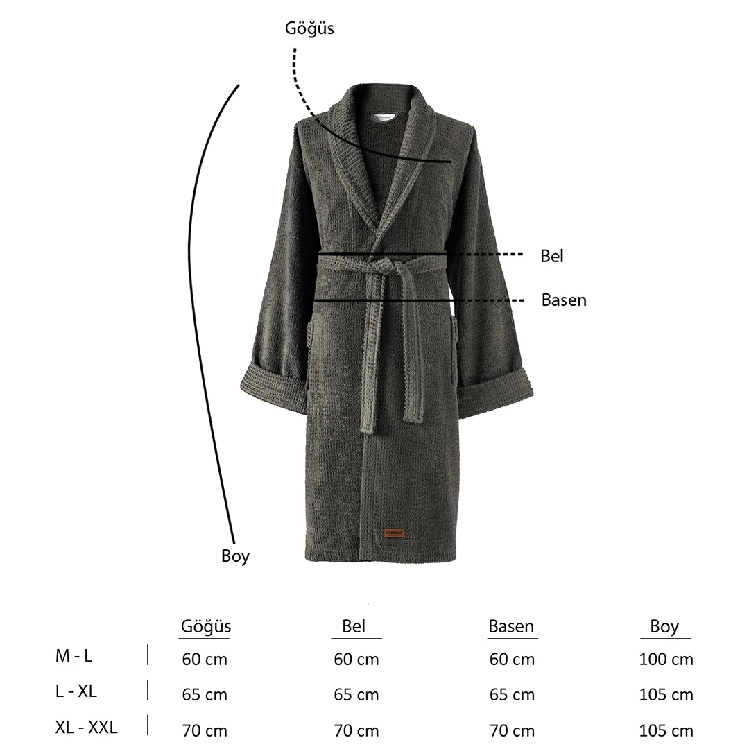 Verto %100 Pamuk Unisex Bornoz Antrasit