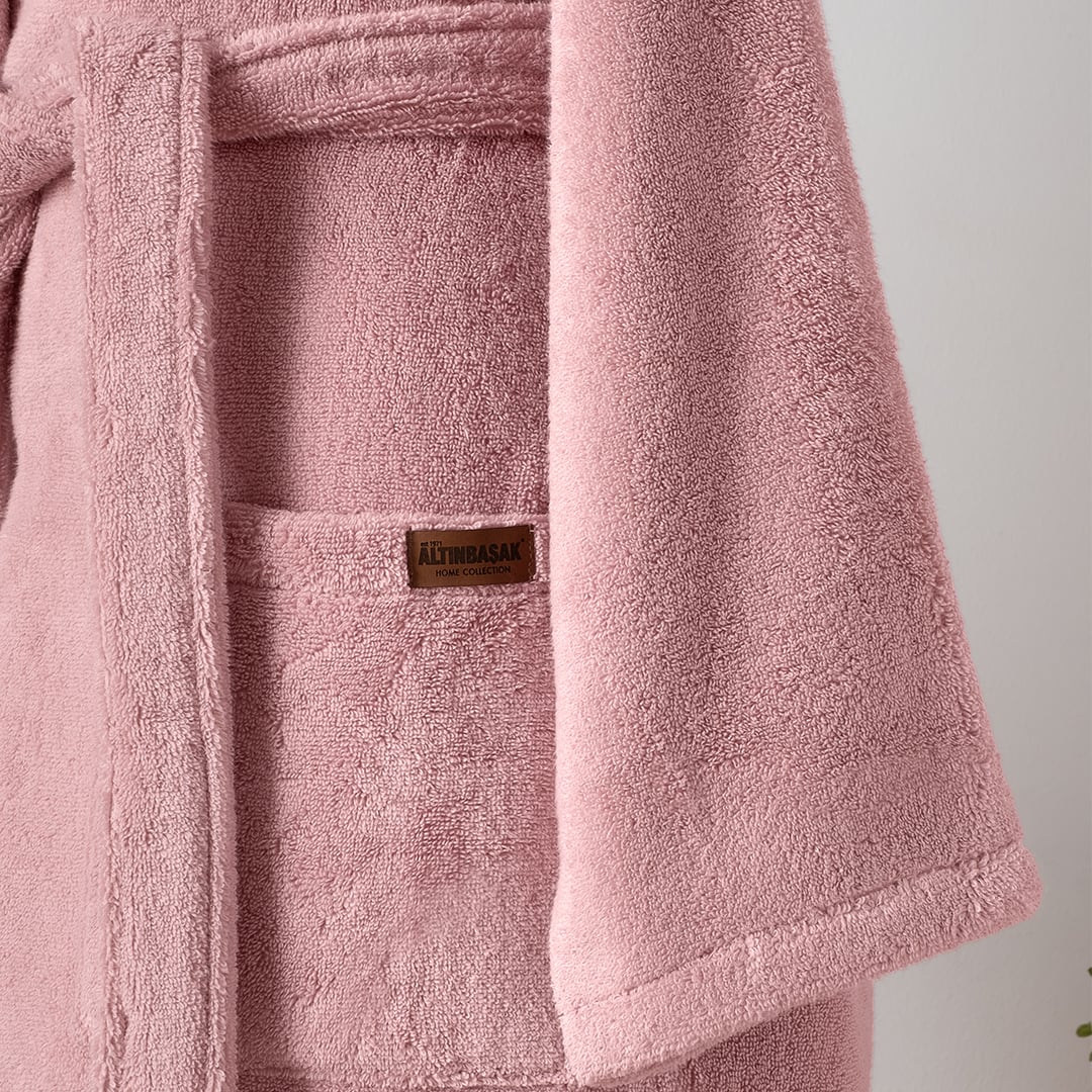 Dolce Microcotton Kapşonlu Kadın Bornoz Pudra