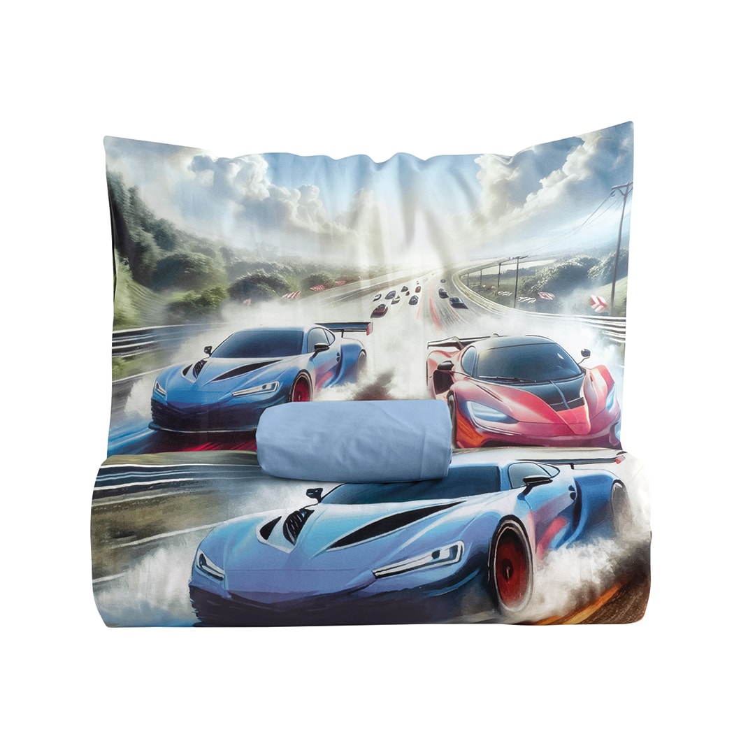 Turbo Tek Kişilik Ranforce Nevresim Takımı Mavi (3 Parça)