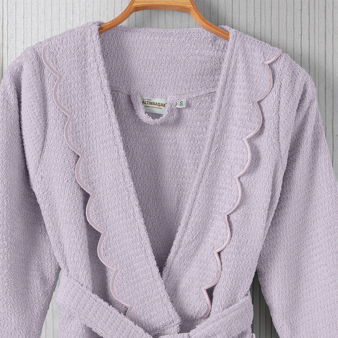 Valora %100 Pamuk Kadın Bornoz Lila