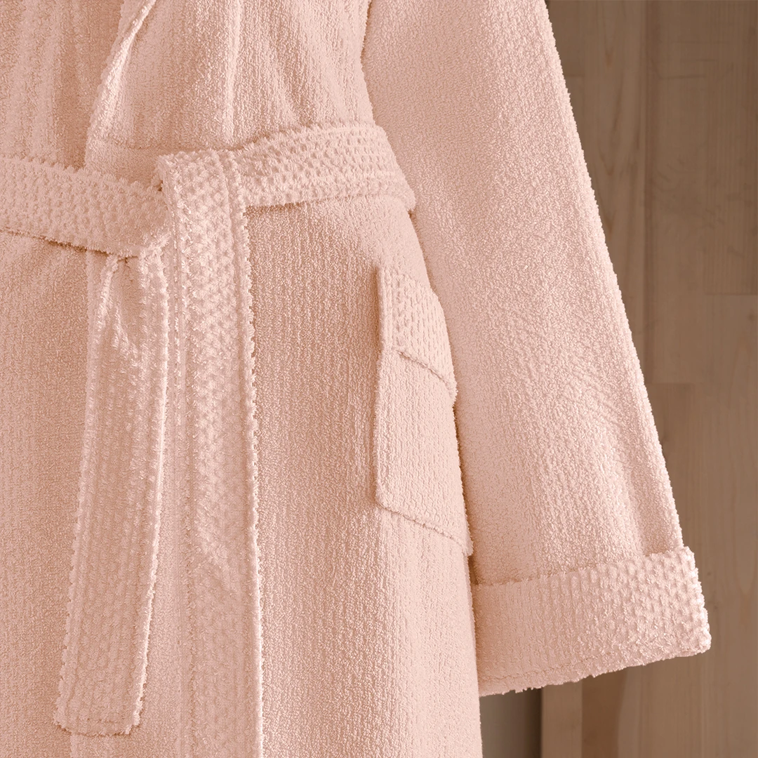 Verto %100 Pamuk Aile Bornoz Seti Şeftali/Antrasit (6 Parça)