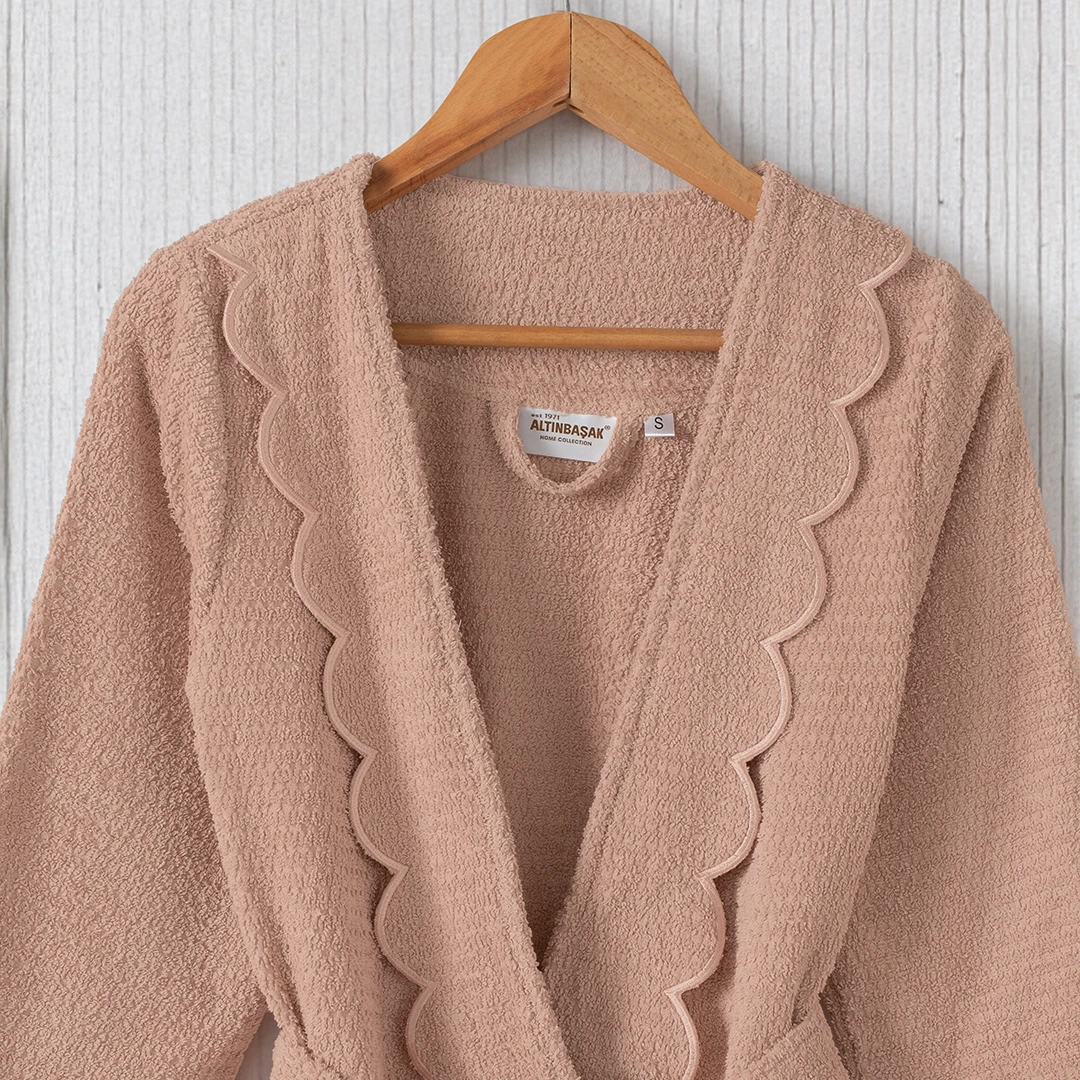 Valora %100 Pamuk Kadın Bornoz Pudra