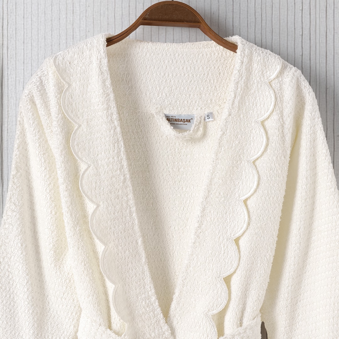 Valora %100 Pamuk Kadın Bornoz Ekru