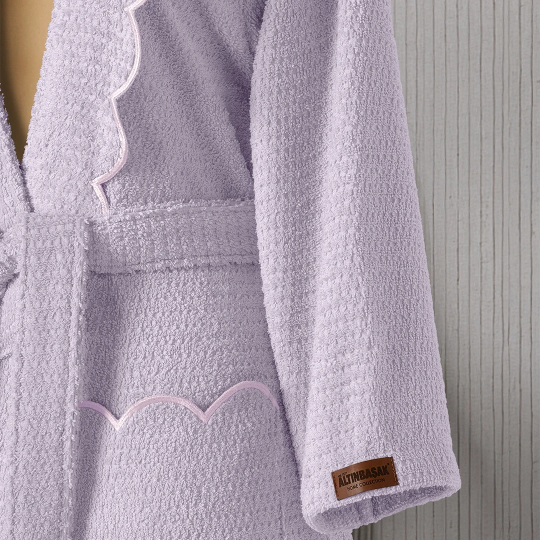 Valora %100 Pamuk Kadın Bornoz Lila