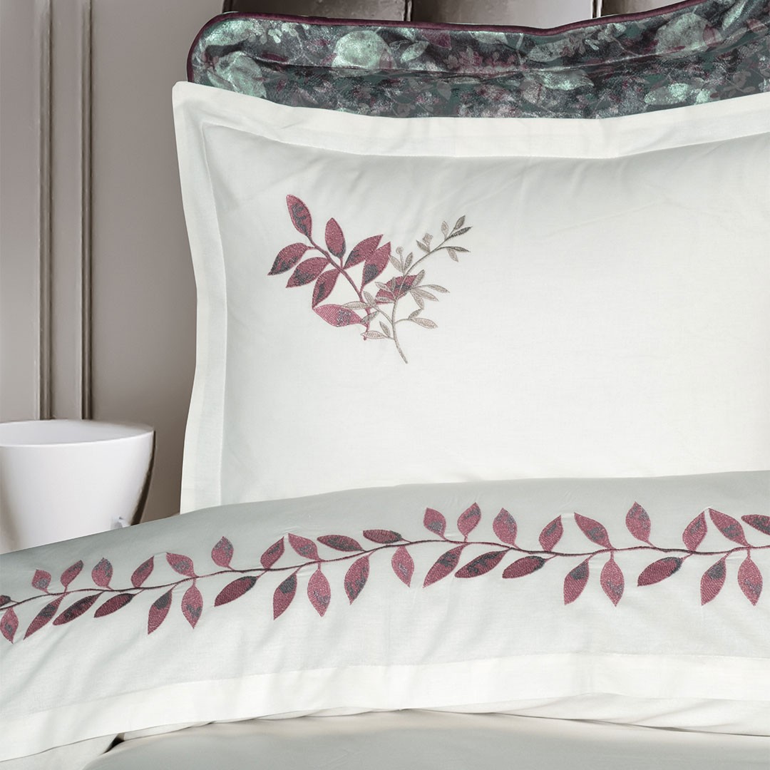 Stella Çift Kişilik Nakışlı Çeyiz Seti Bordo (7 Parça)