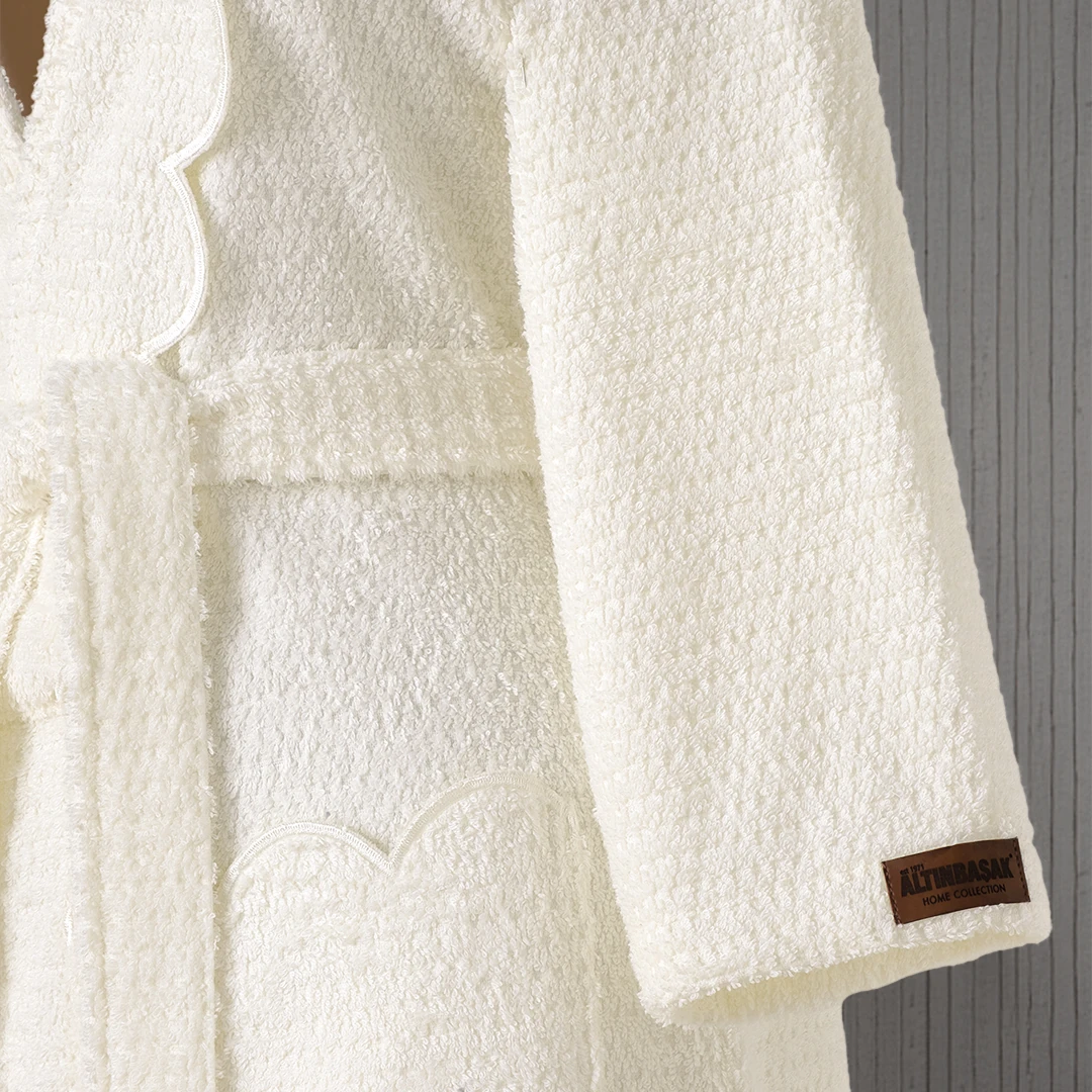 Valora %100 Pamuk Kadın Bornoz Ekru