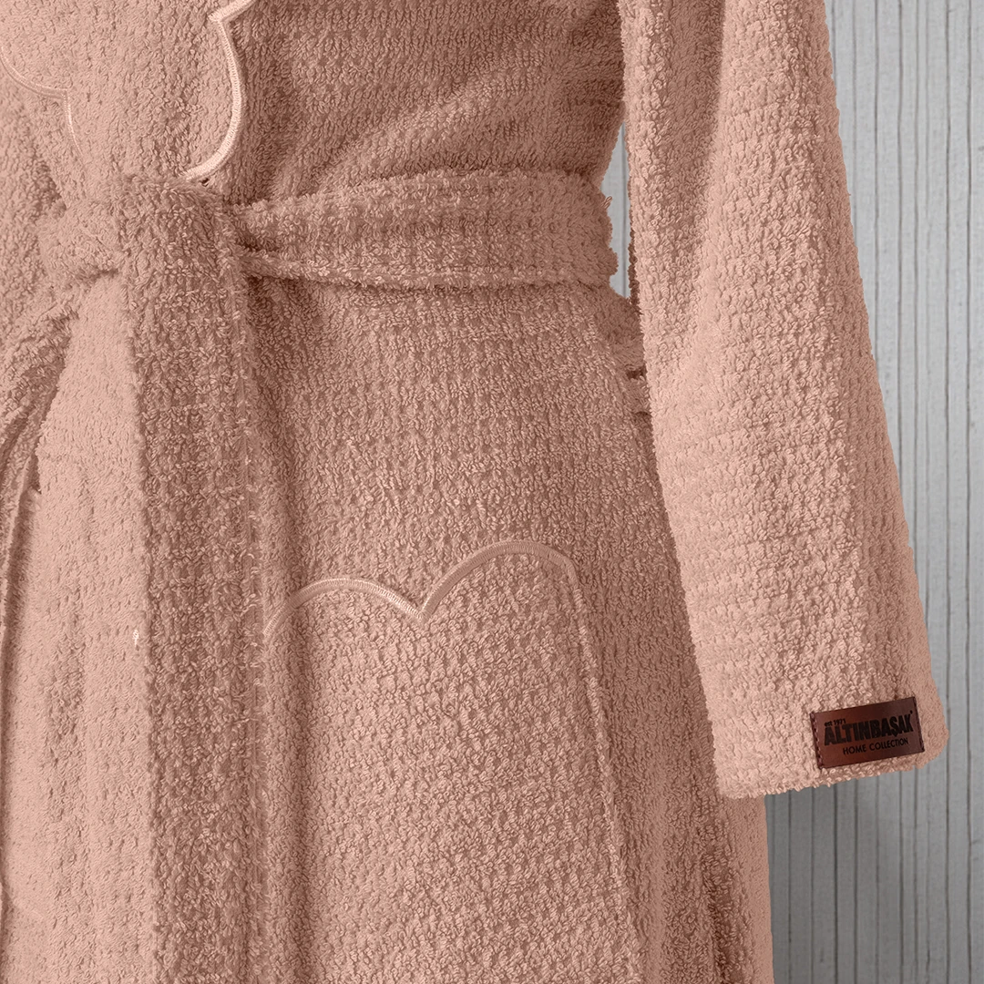 Valora %100 Pamuk Kadın Bornoz Pudra