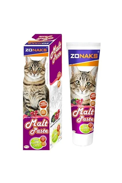 Zonaks Malte Paste Böğürtlen ve Narlı Tüy Yumağı Kontrol Kedi Macunu 100 Gr