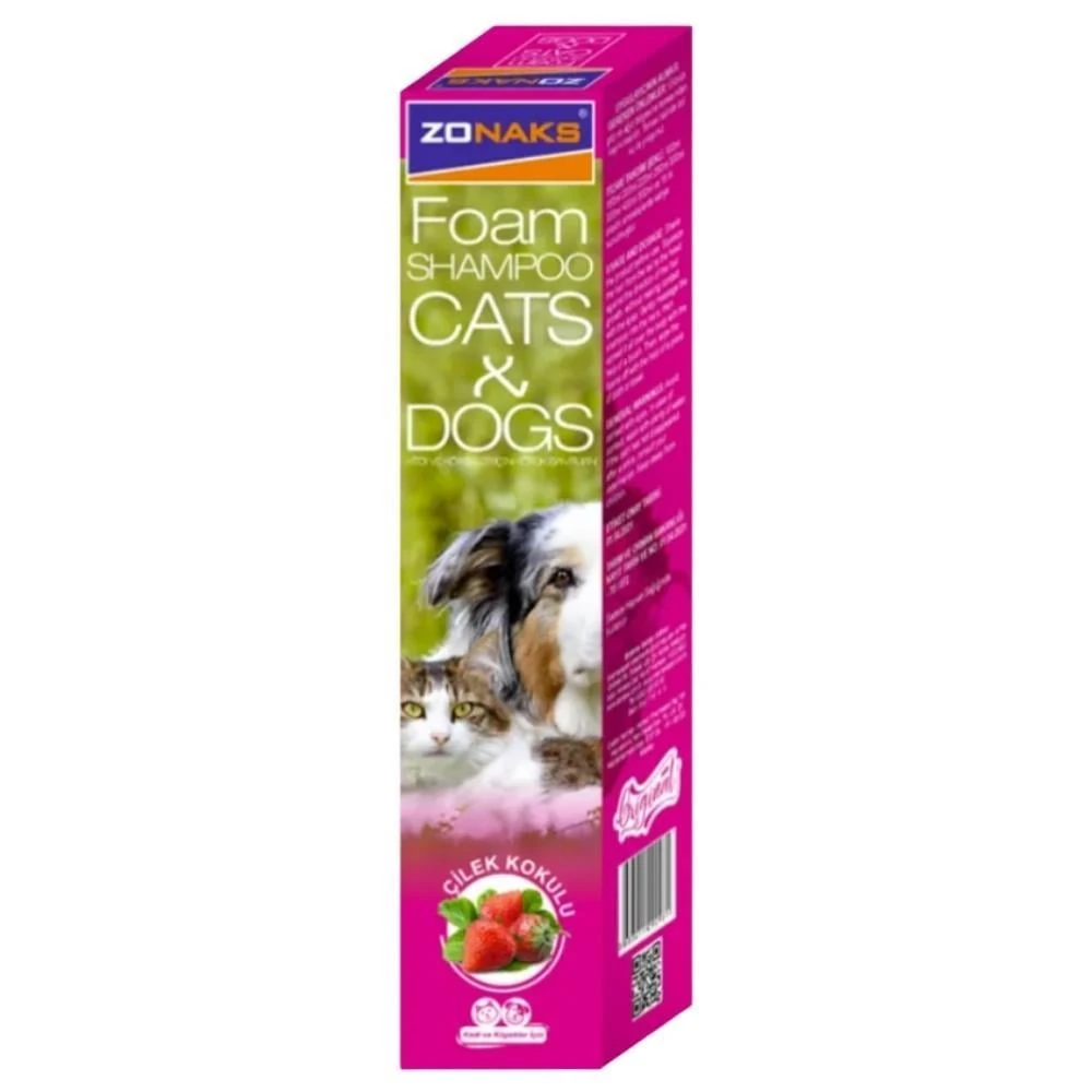 Zonaks Kedi ve Köpekler için Çilek Kokulu Köpük Şampuan 250 ml