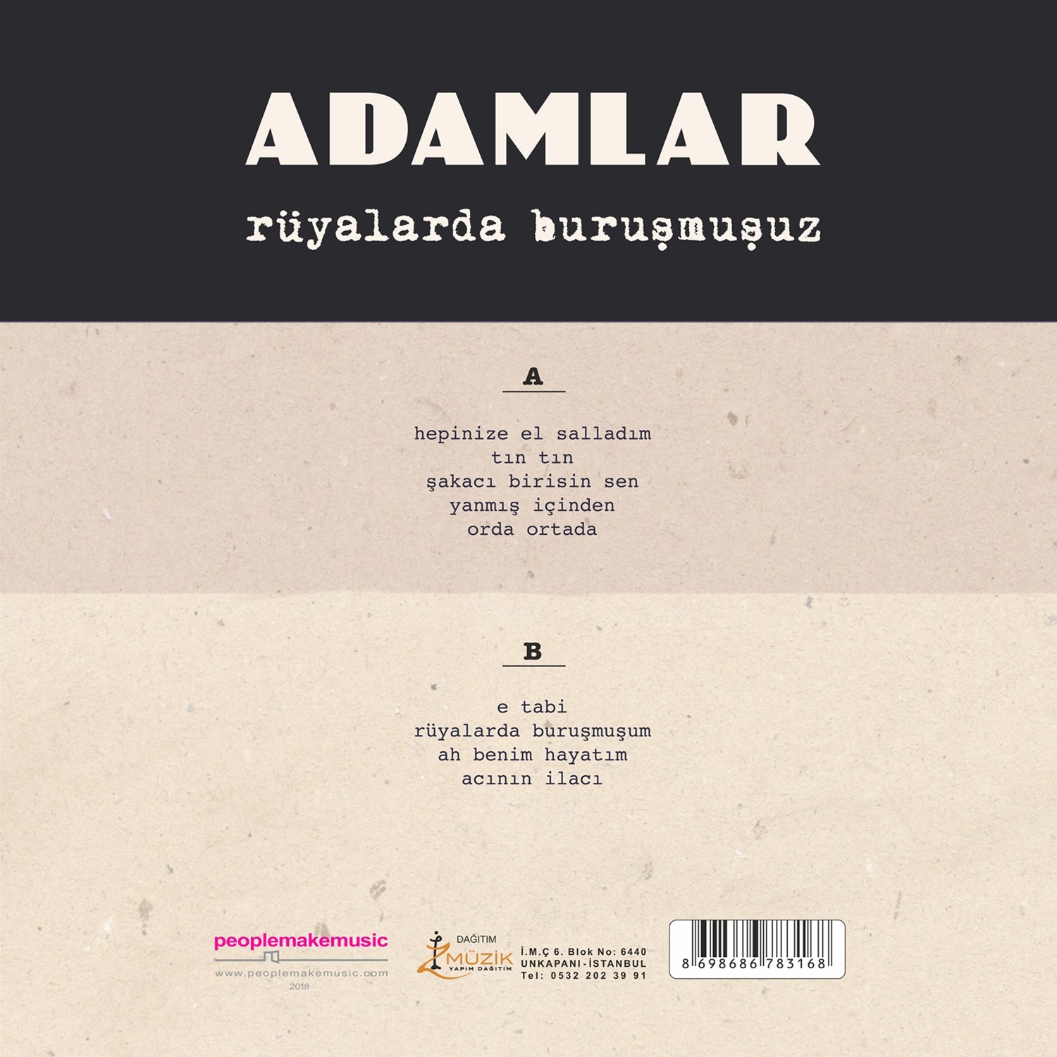 Adamlar - Rüyalarda Buruşmuşuz - Plak