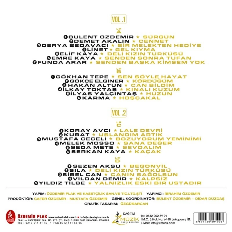 Bülent Özdemir, Çeşitli Sanatçılar - Bülent Özdemir Şarkıları Vol. 1 - 2 - Plak