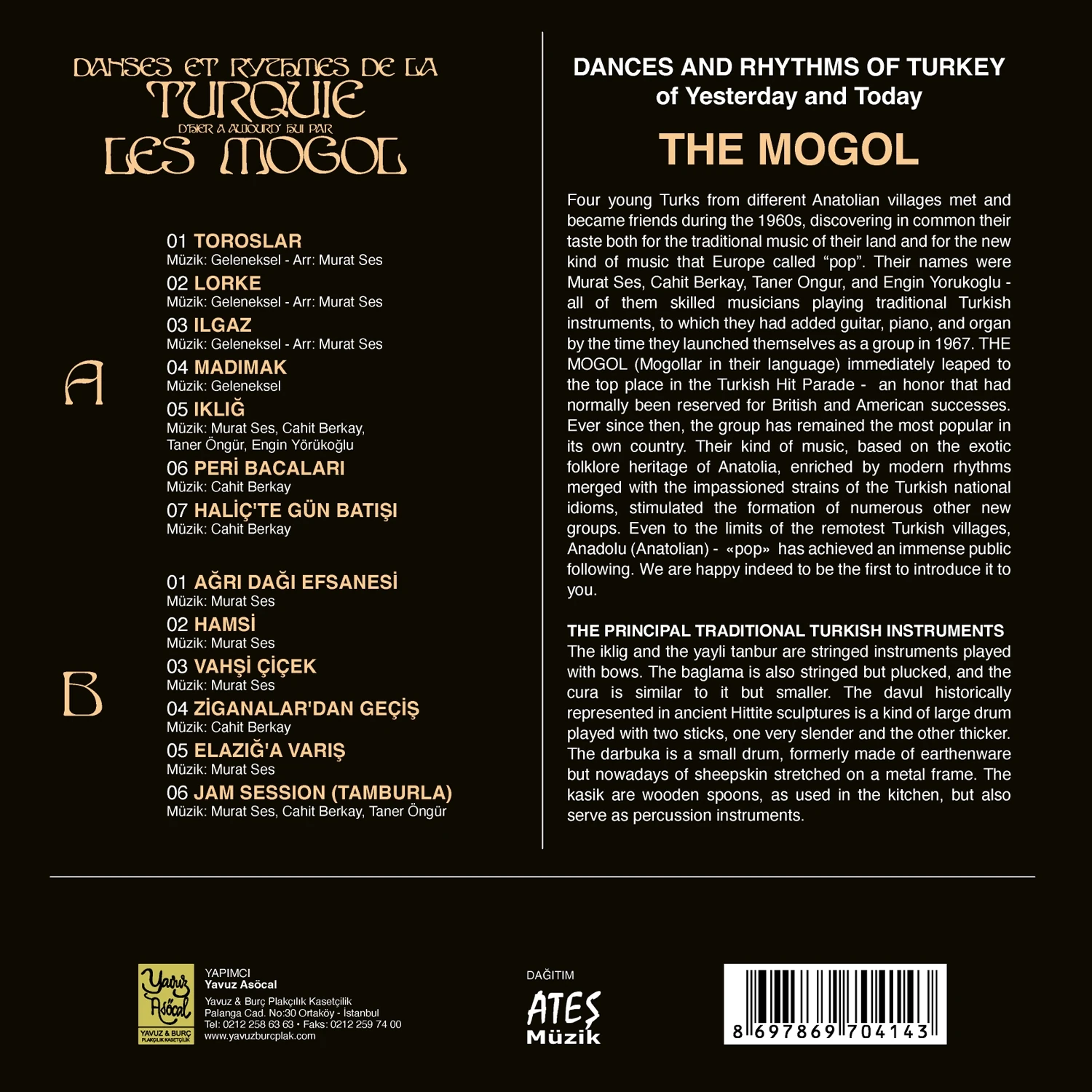 Moğollar - Danses Et Rythmes De La Turquie Les Mogol - Plak