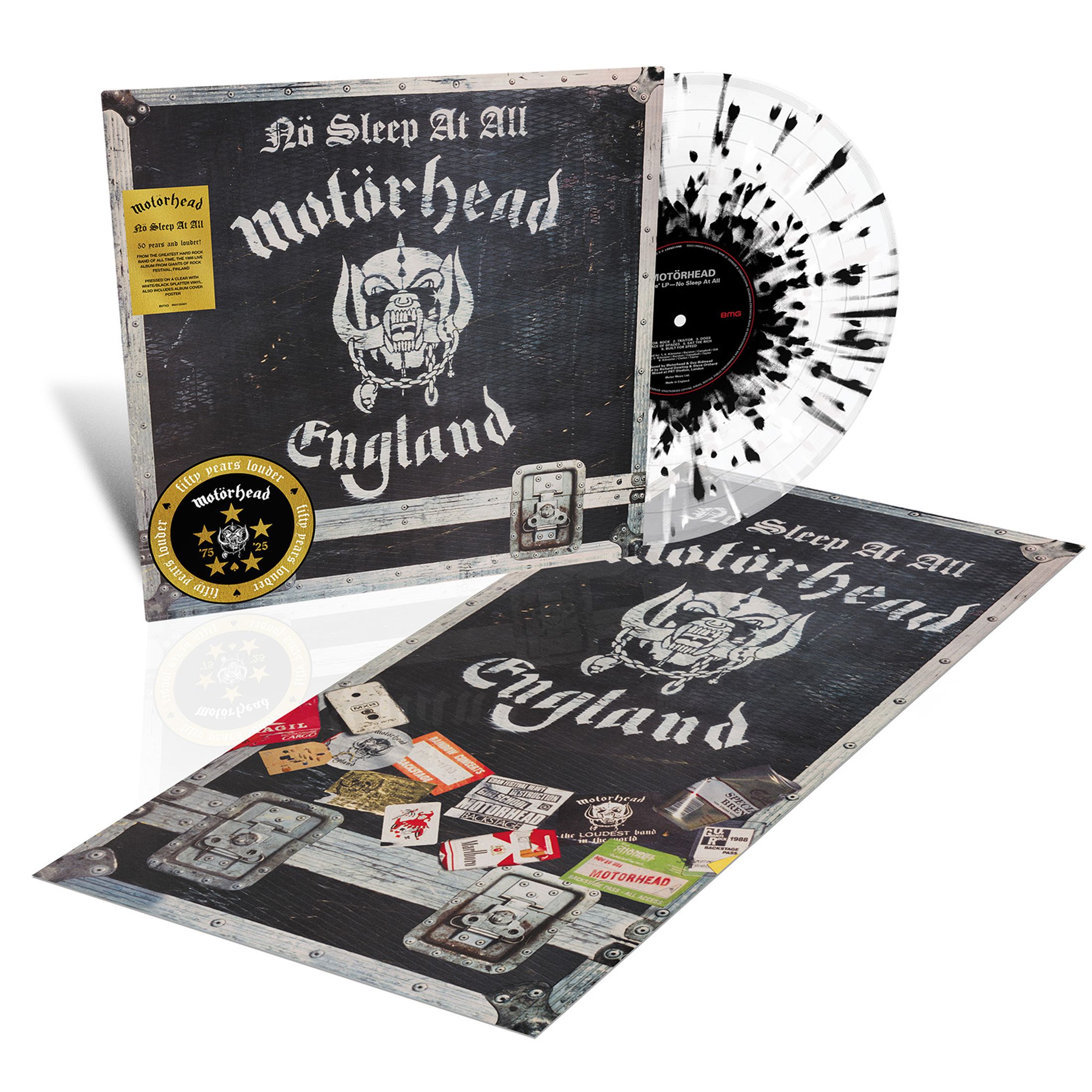Motörhead - Nö Sleep At All (50th Anniversary Edition) (Clear w White & Black Splatter Vinyl) - Plak