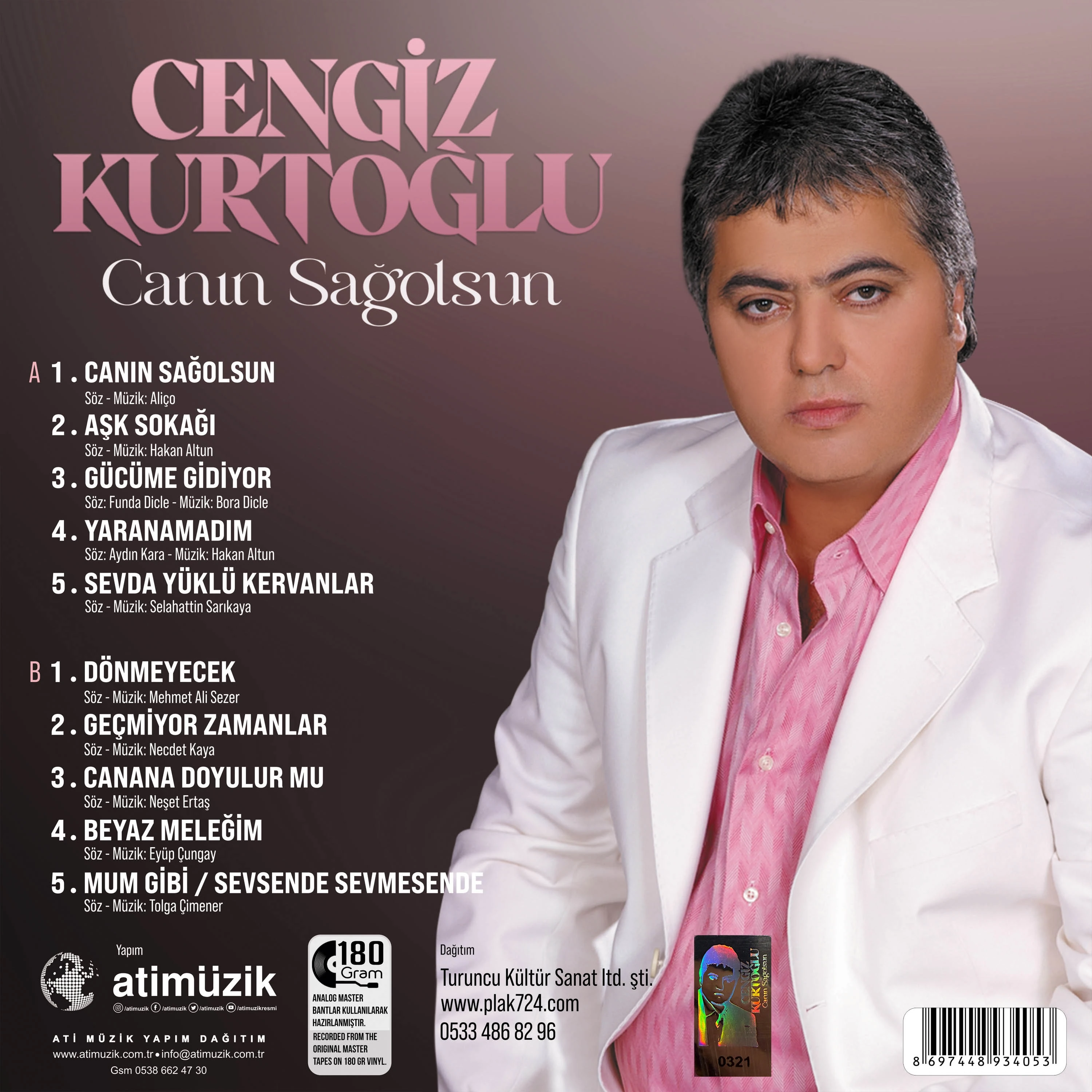 Cengiz Kurtoğlu - Canın Sağolsun - Mum Gibi (Renkli Plak) - Plak