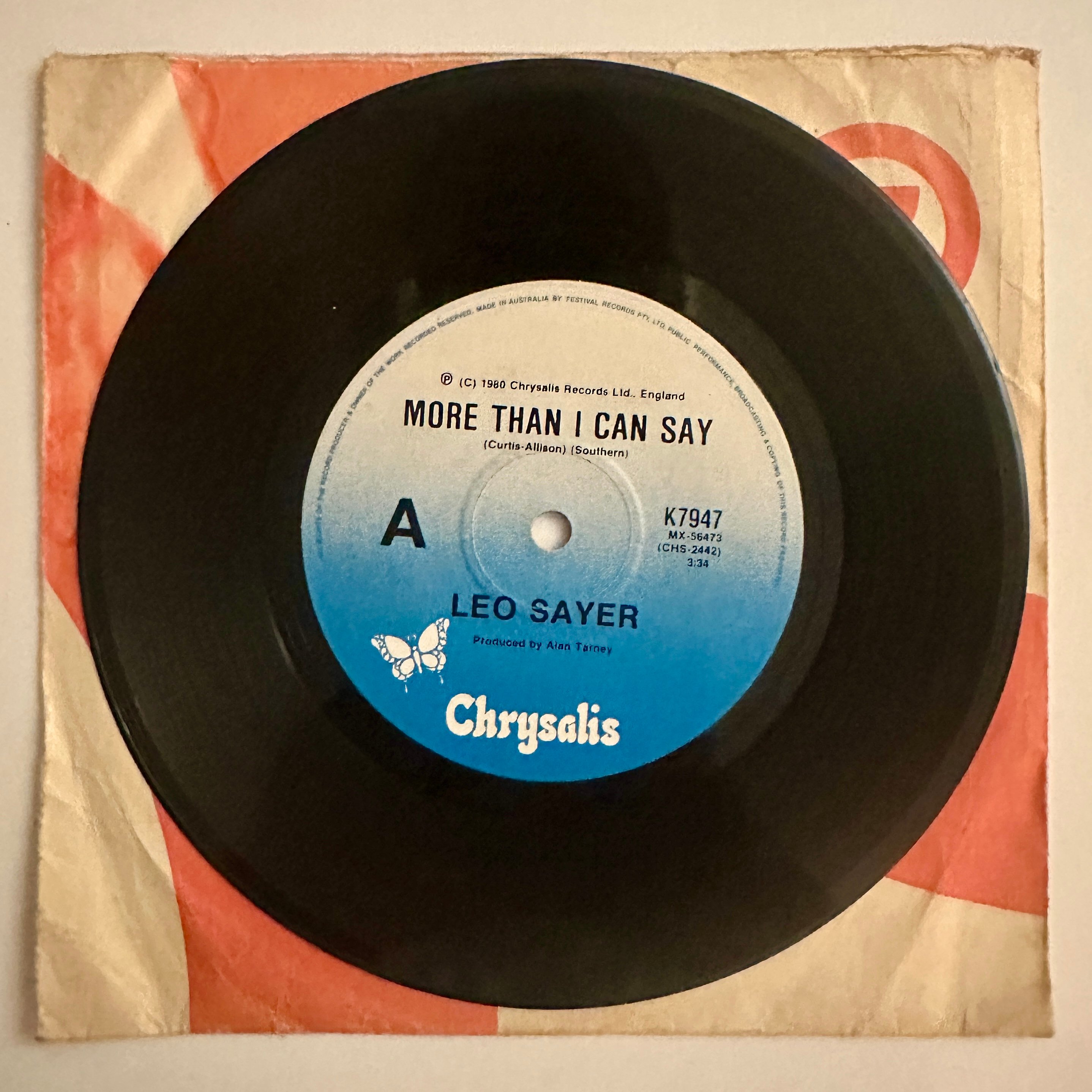 Leo Sayer – More Than I Can Say Dönem Baskı 45 lik Plak
