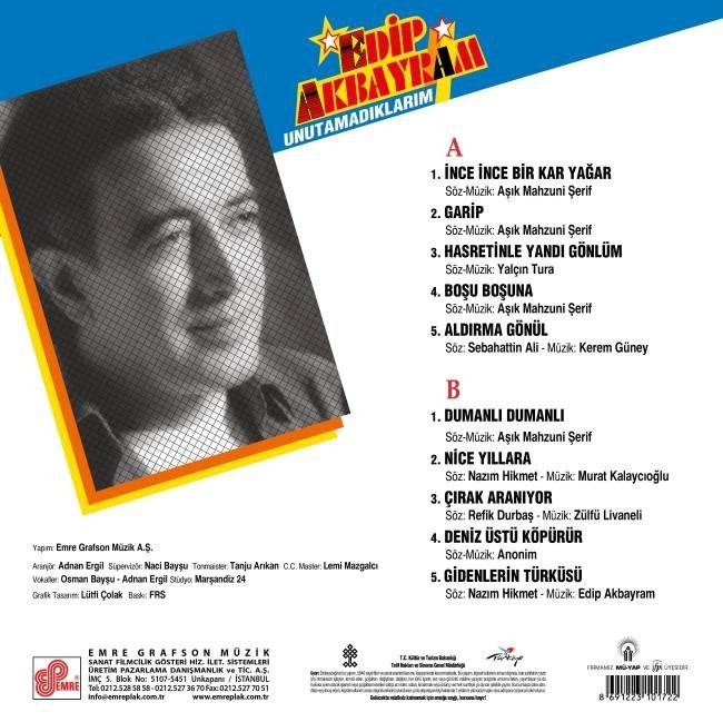 Edip Akbayram - Unutamadıklarım - Plak