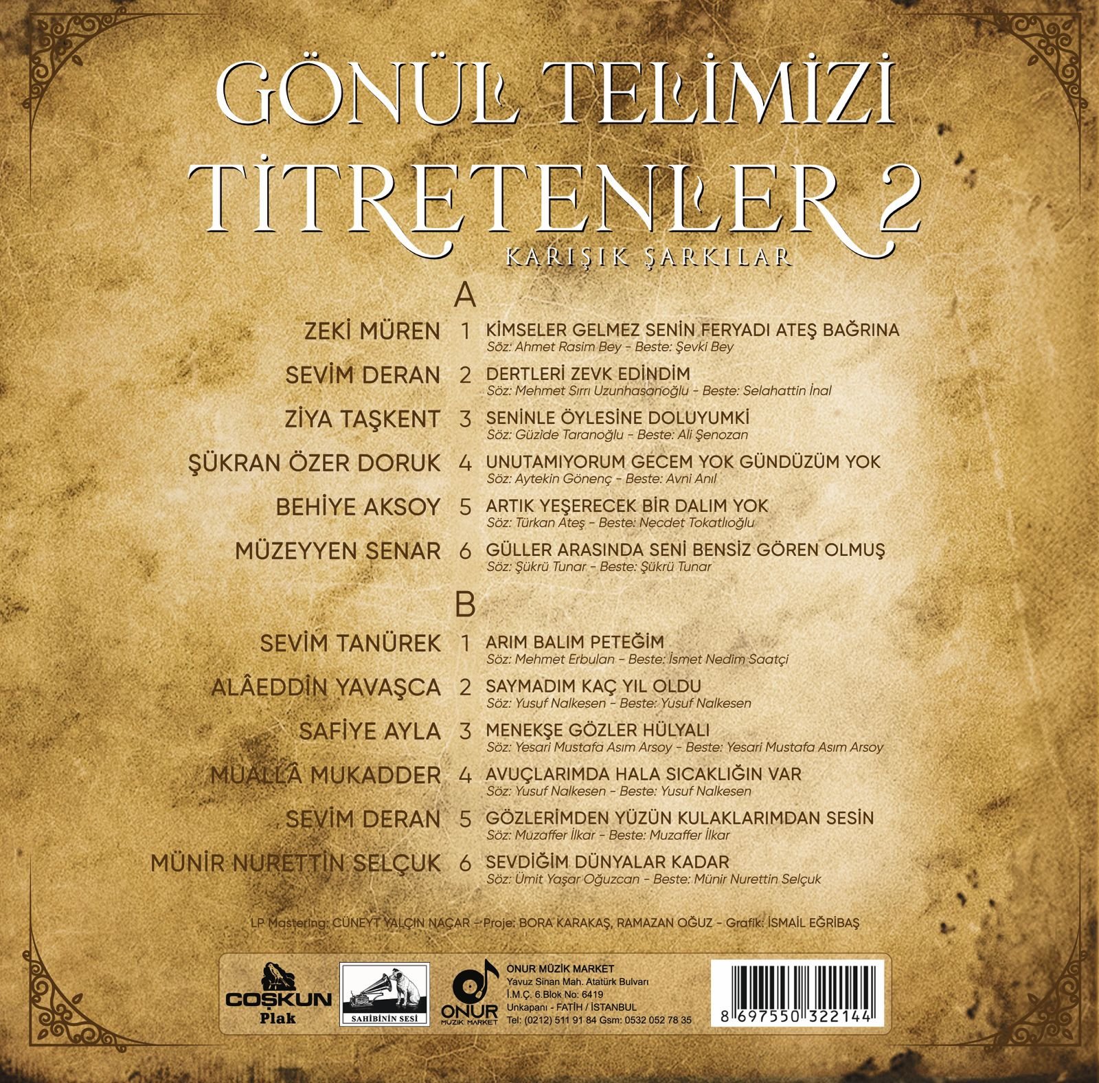 Çeşitli Sanatçılar - Gönül Telimizi Titretenler 2 - Plak