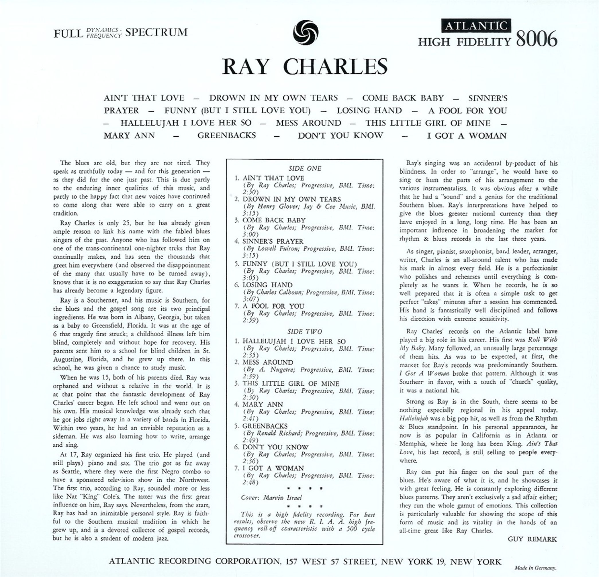 Ray Charles - Ray Charles (Limited Edition) (Crystal Clear Vinyl) - Plak