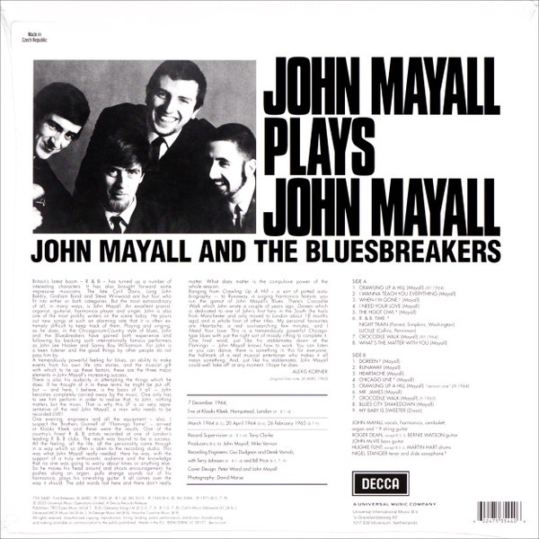 John Mayall, The Bluesbreakers - Plays John Mayall - Live At Klooks Kleek (Colored Vinyl Edition) - Plak