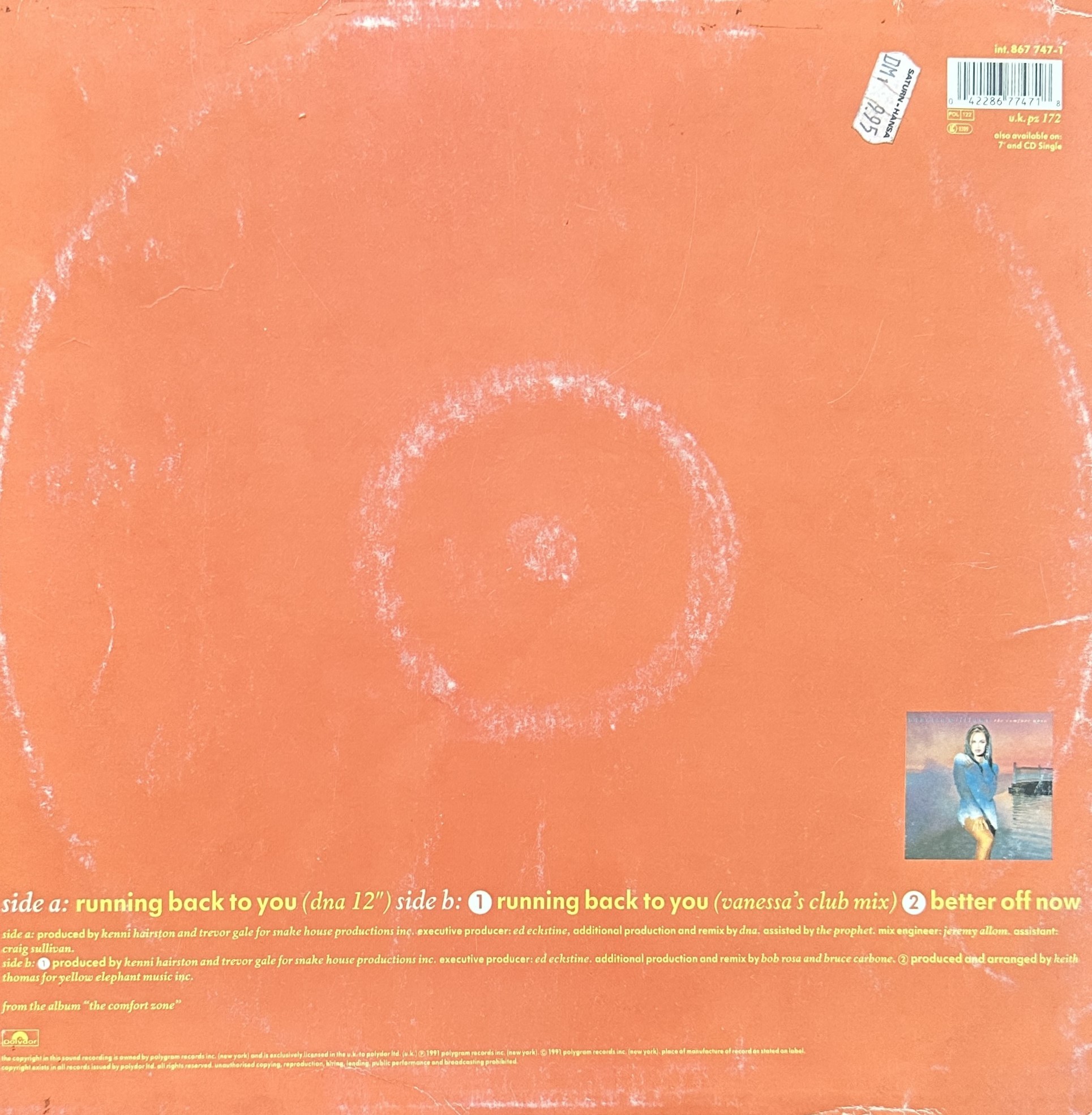Vanessa Williams – Running Back To You Dönem Baskı Maxi Single Plak