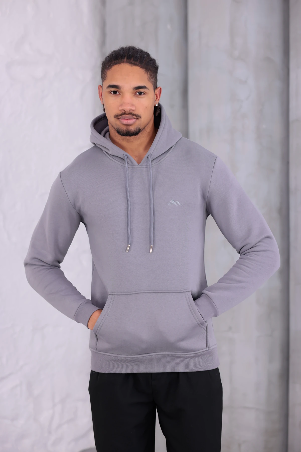 SIFIR4 3 İplik Şardonlu Kapüşonlu Sweatshirt Koyu Gri