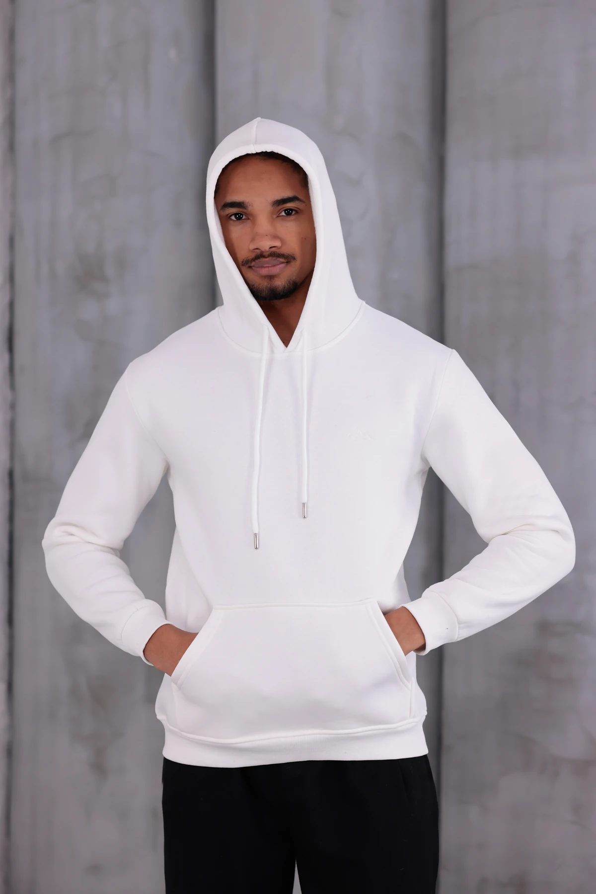 SIFIR4 3 İplik Şardonlu Kapüşonlu Sweatshirt Beyaz