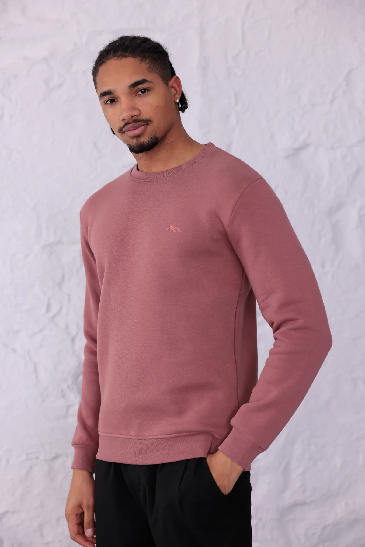 Sıfır4 Comfort Fit 3 İplik Şardonlu Sweatshirt pudra pembesi