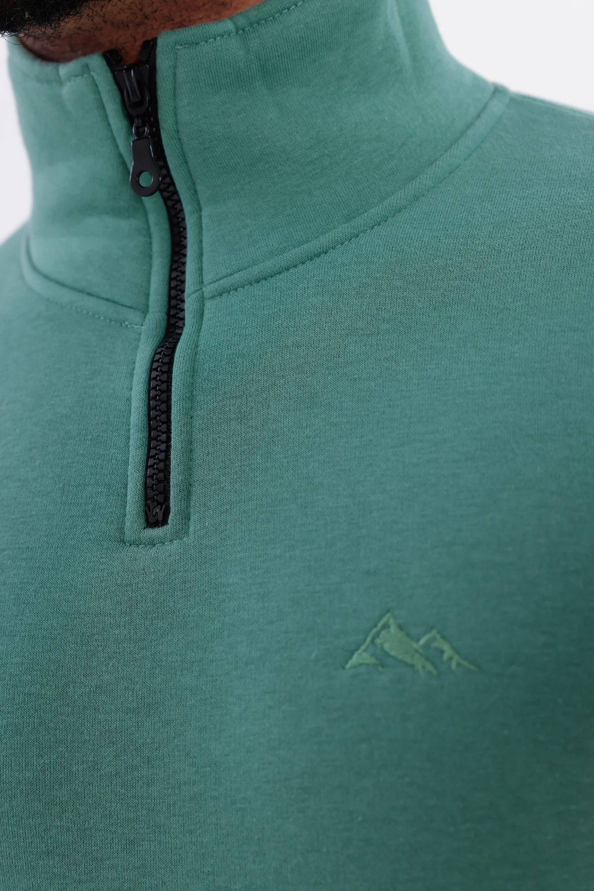 Sıfır4 Yarım Fermuarlı 3 iplik şardonlu  Sweatshirt Mint Yeşili