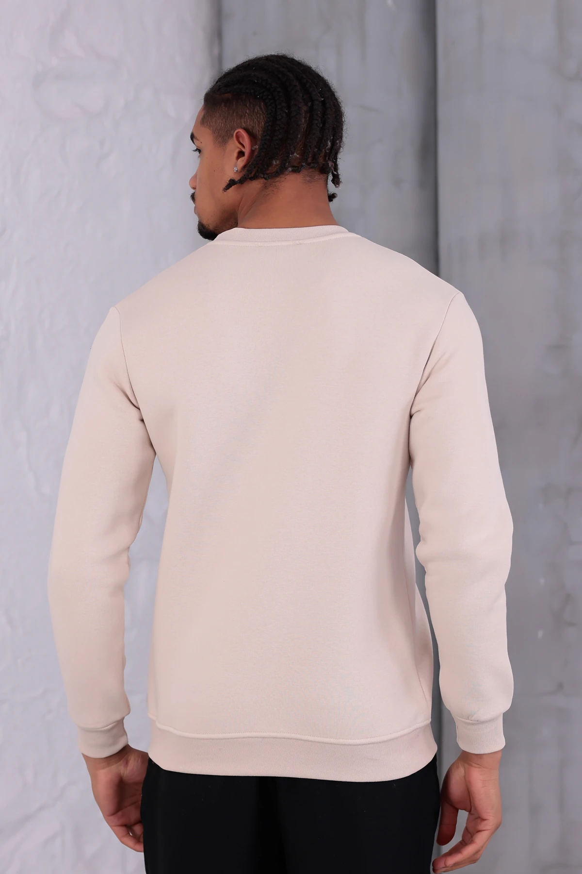 Sıfır4 Comfort Fit 3 İplik Şardonlu Sweatshirt krem