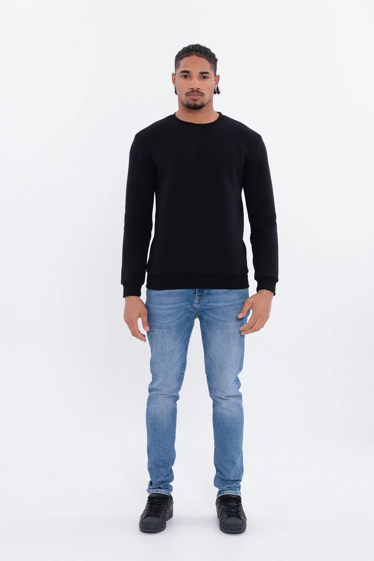 Sıfır4 Comfort Fit 3 İplik Şardonlu Sweatshirt  siyah