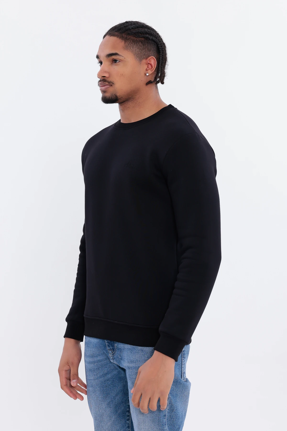 Sıfır4 Comfort Fit 3 İplik Şardonlu Sweatshirt  siyah