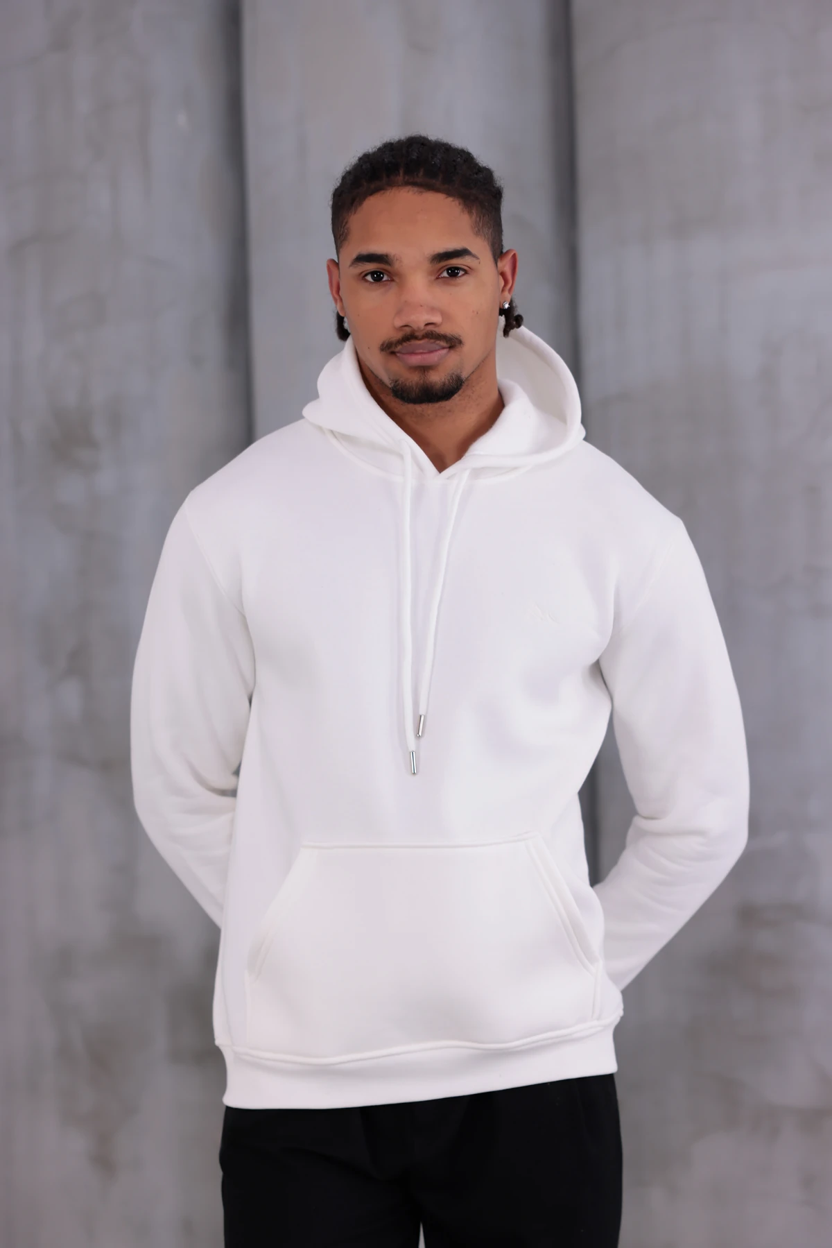 SIFIR4 3 İplik Şardonlu Kapüşonlu Sweatshirt Beyaz