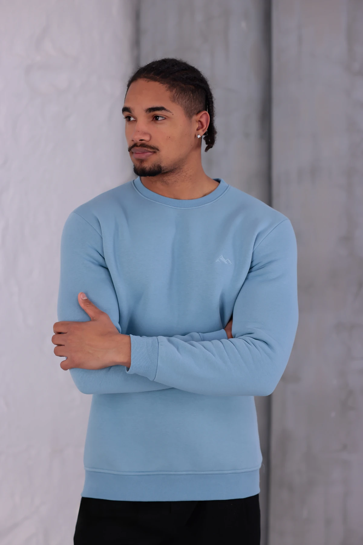 Sıfır4 Comfort Fit 3 İplik Şardonlu Sweatshirt gök yüzü mavisi