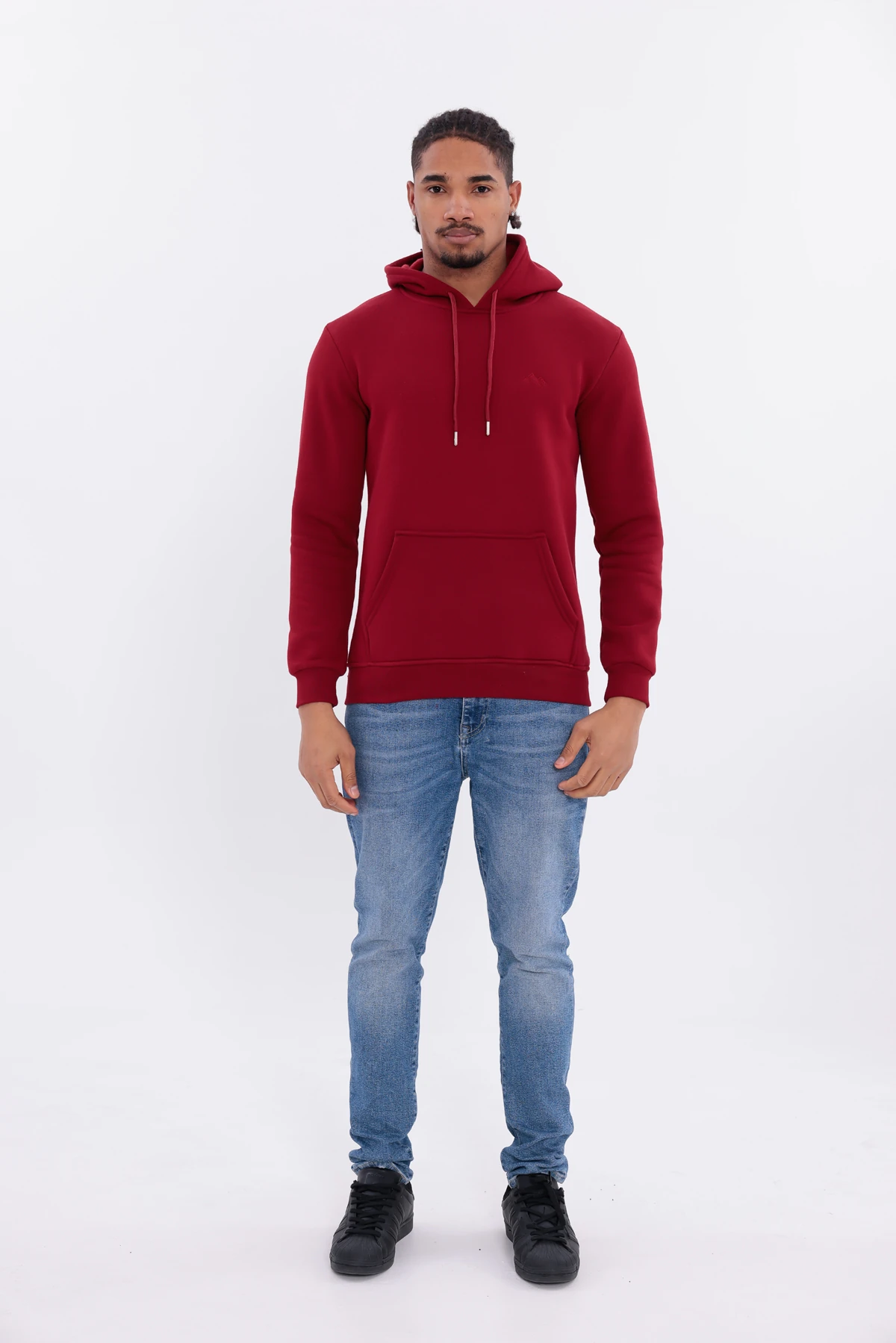 SIFIR4 3 İplik Şardonlu Kapüşonlu Sweatshirt Bordo