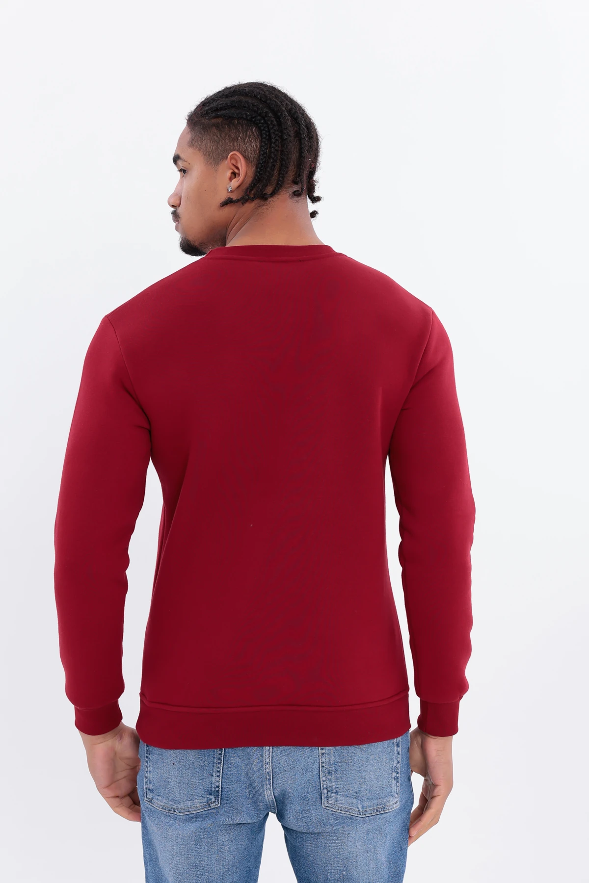 Sıfır4 Comfort Fit 3 İplik Şardonlu Sweatshirt  bordo